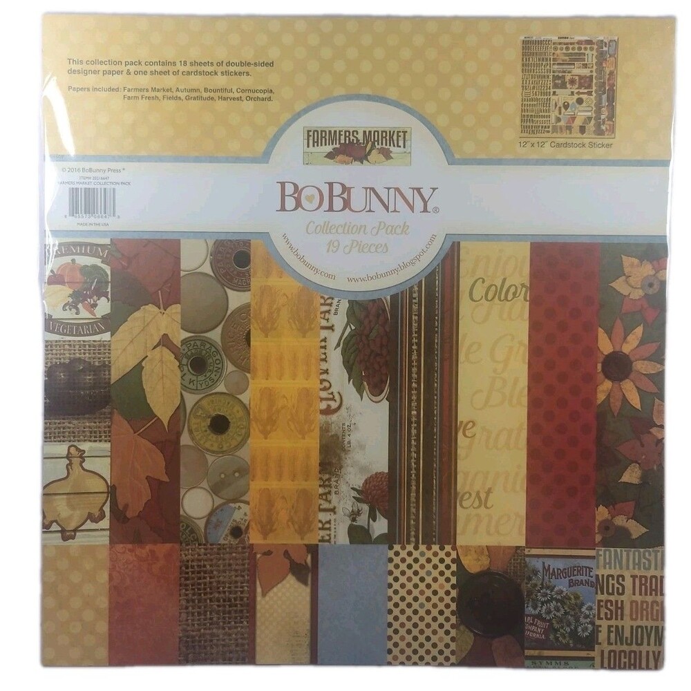 Bo Bunny Collection Pack, "Farmers Market", 12"X12" doublesided Paper, 19 pcs